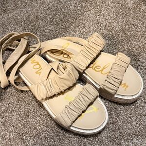 Sam Edelman Cream Ruched Sandals